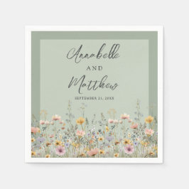 Guardanapo De Papel Sage Green Wildflower Floral Wedding