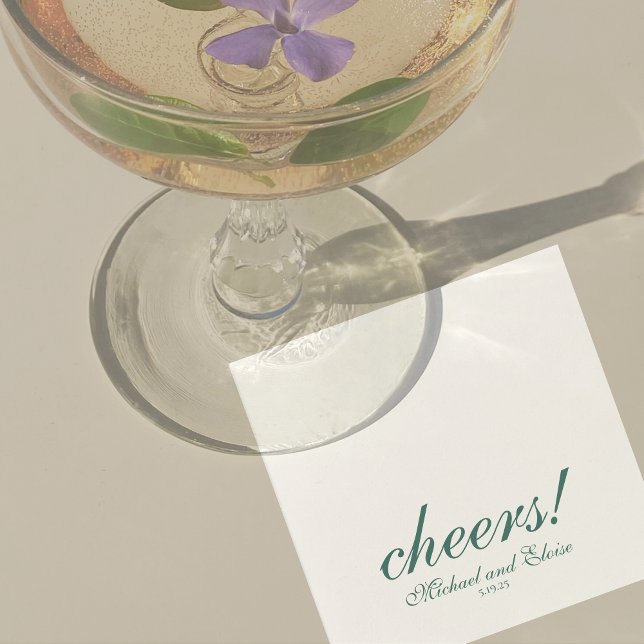 Guardanapo De Papel Sage Verde Brindes Elegantes Pessoais de Casamento (Sage Green Cheers Elegant Personalized Wedding Napkins)