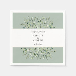 Guardanapo De Papel Sage Verde Eucalipto Juntos Para Sempre Casamento