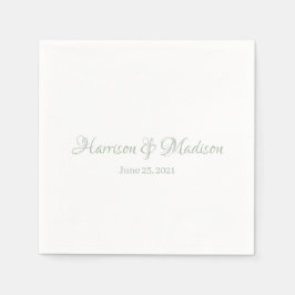 Guardanapo De Papel Sage verde Nome do Casal do Script Data de Casamen