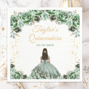 Guardanapo De Papel Sage Verde Princesa Floral Quinceañera