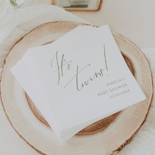 Guardanapo De Papel Sage Whimsical Green É o Chá dos Gêmeos Napkins