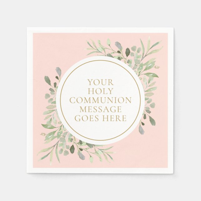 Guardanapo De Papel Sagrada comunhão verde-rosa (Frente)