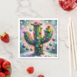 Guardanapo De Papel Saguaro Cactus Whimsical Snowflakes de Natal