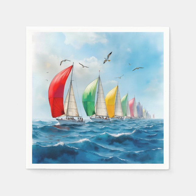 Guardanapo De Papel Sailboat Race On High Seas (Frente)