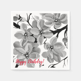 Guardanapo De Papel Sakura Japonesa Cherry Tree Black and White