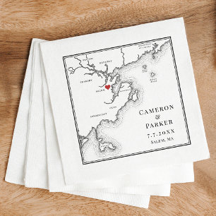 Guardanapo De Papel Salem MÃE Map Casamento Branco e Negro Elegante