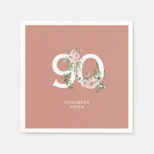 Guardanapo De Papel Salmão Elegante Rosa Rosa 90 Birthdday