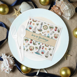 Guardanapo De Papel Salões de Natal Náuticos em Saudações Personalizad