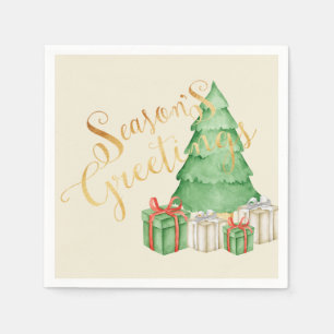Guardanapo De Papel Salões Saudações Watercolor Natal Elegante