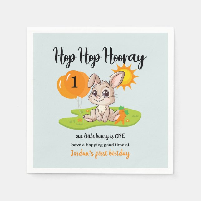 Guardanapo De Papel Salto salto Viva Algum primeiro aniversario Coelho (Frente)