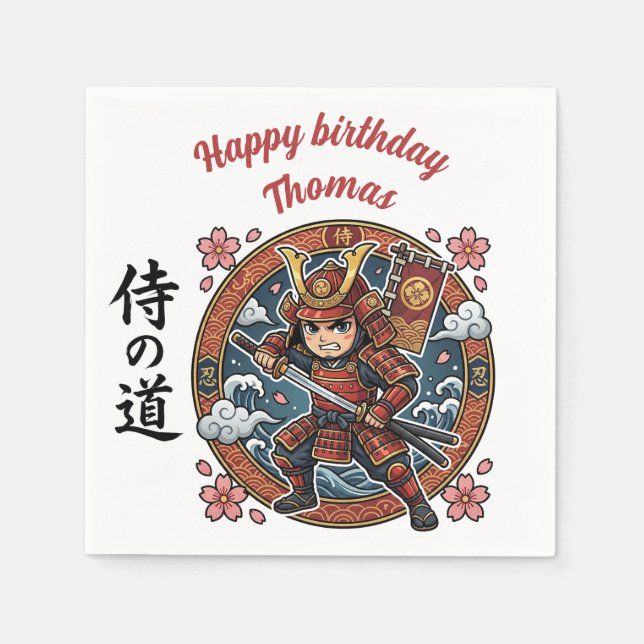 Guardanapo De Papel Samurai Warrior Japanese Anime Chibi Game Birthday (Frente)