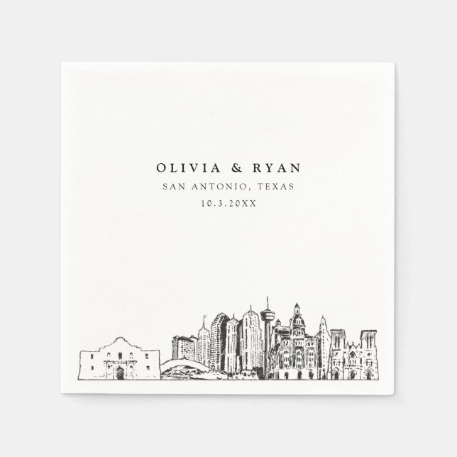 Guardanapo De Papel San Antonio Texas Wedktail Napkin (Frente)