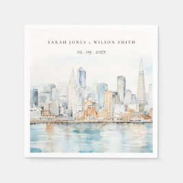 Guardanapo De Papel San Francisco Watercolor Landscape Wedding