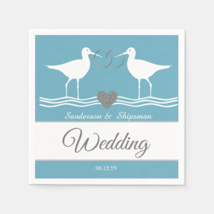 Guardanapo De Papel Sandpiper Azul do Direito de Casamento Náutico
