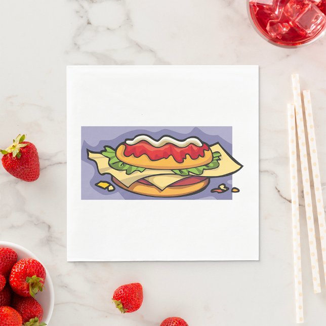 Guardanapo De Papel Sanduíche com Alface Queijo e Molho (Criador carregado)