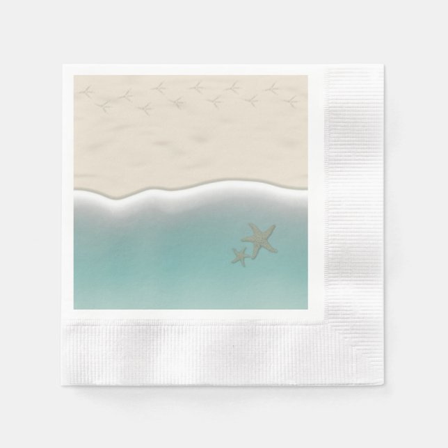 Guardanapo De Papel Sandy Beach Bird Pegadas Papel Coquetel Napkins (Frente)