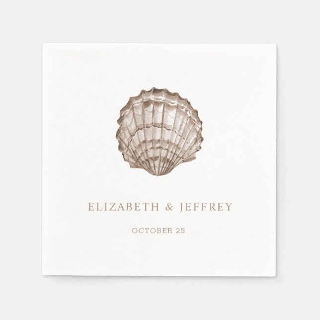 Guardanapo De Papel Sandy Seashells Marine Ocean Beach Wedding (Frente)