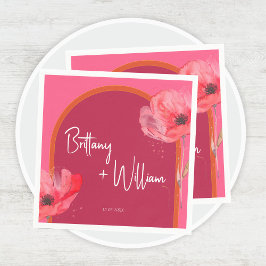 Guardanapo De Papel Sangue Floral Cor-de-Rosa e Laranja Vibrante