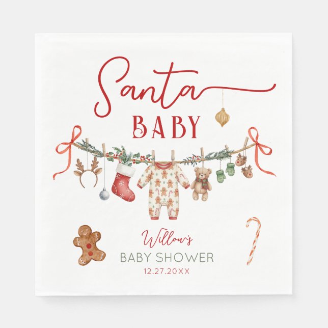 Guardanapo De Papel Sant Baby Clothesline Baby Shower Napkins (Frente)