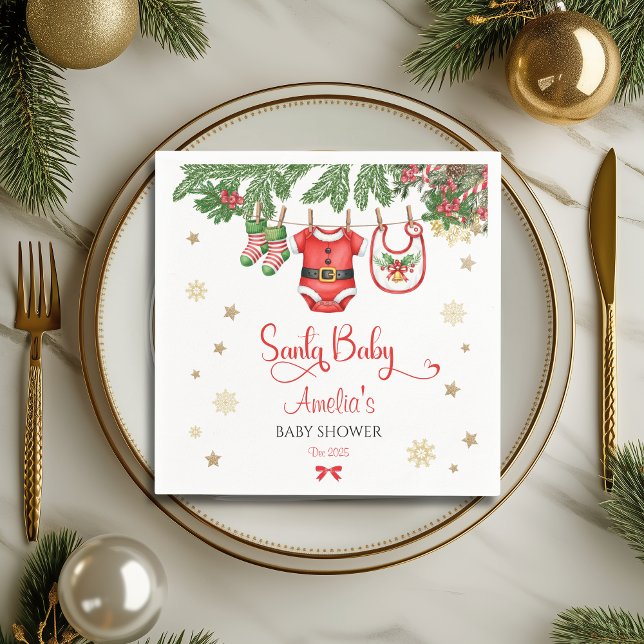 Guardanapo De Papel Santa Baby Christmas Baby Shower Napkins Festive (Criador carregado)