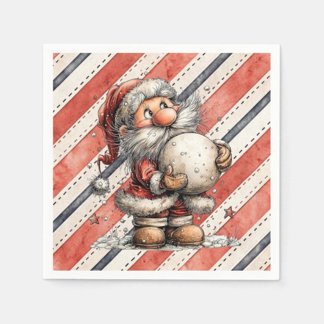 Guardanapo De Papel Santa Claus and Giant Snowball (Frente)