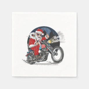 Guardanapo De Papel Santa Claus Biker EUA Bandeira Moto Natal Gif