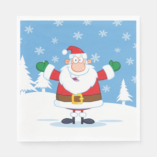 Guardanapo De Papel Santa Claus in Snowy Winter Scene (Frente)