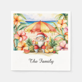 Guardanapo De Papel SANTA CLAUS na praia do Havaí no Natal