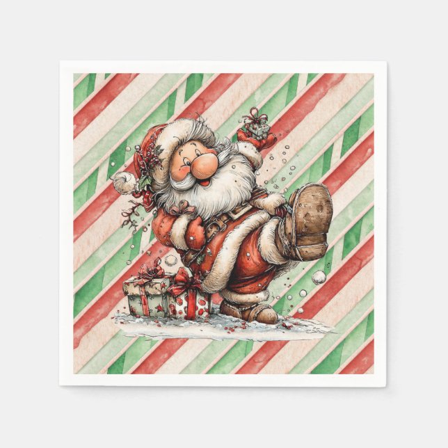 Guardanapo De Papel Santa Claus Slipping In the Snow (Frente)