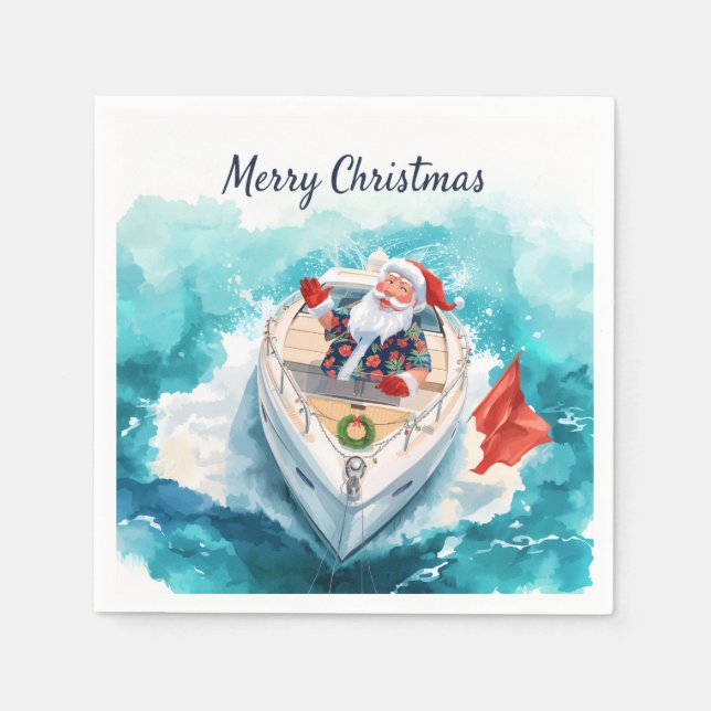 Guardanapo De Papel Santa Sailing – Tropical Christmas by the Sea (Frente)