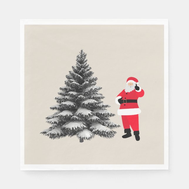 Guardanapo De Papel Santa standing near pine tree (Frente)