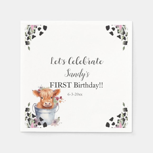 Guardanapo De Papel Santa Vaca Primeiro Aniversário (Frente)