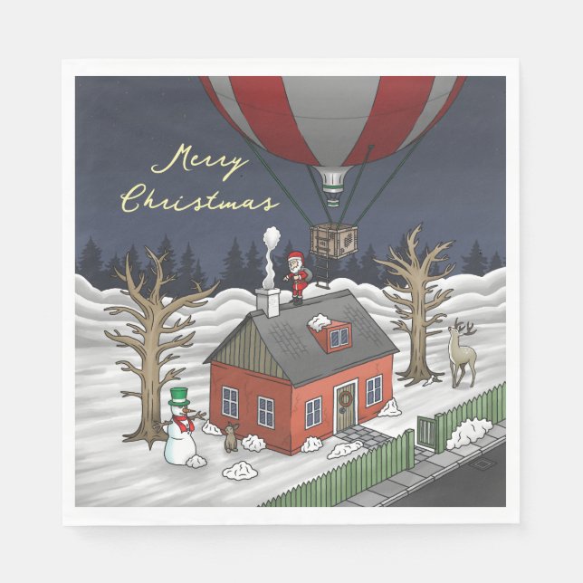 Guardanapo De Papel Santa's Balloon Gift Delivery (Frente)