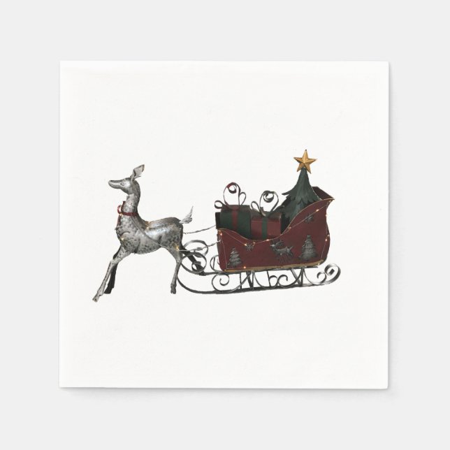 Guardanapo De Papel Santas Sleigh (Frente)