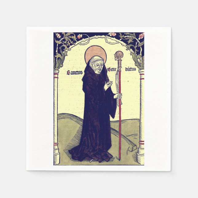 Guardanapo De Papel Santo Bento de Nursia Abade Monte Cassino (Frente)