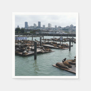 Guardanapo De Papel São Francisco e Pier 39 Sea Lions City Skyline