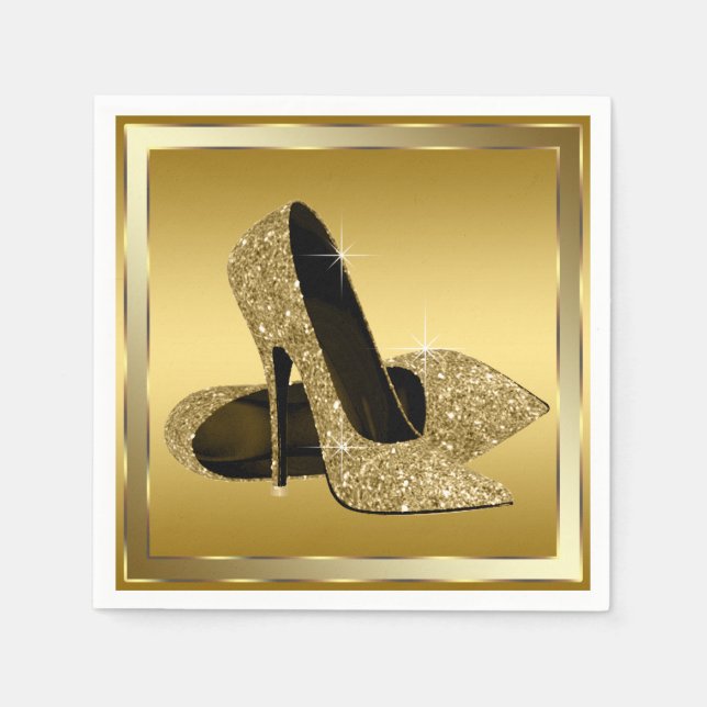 Guardanapo De Papel Sapatênis Glitter Dourado (Frente)