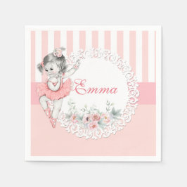 Guardanapo De Papel Sapatilha de Bailarina Rosa Listras Flores Renda