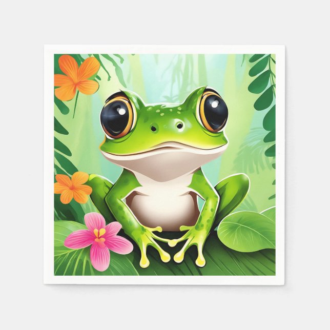 Guardanapo De Papel Sapo bonito e colorido (Frente)