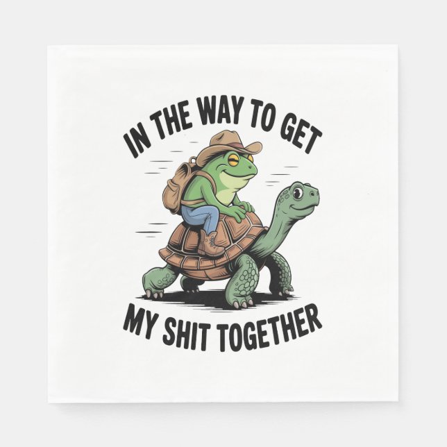 Guardanapo De Papel Sapo com a tartaruga móvel (Frente)