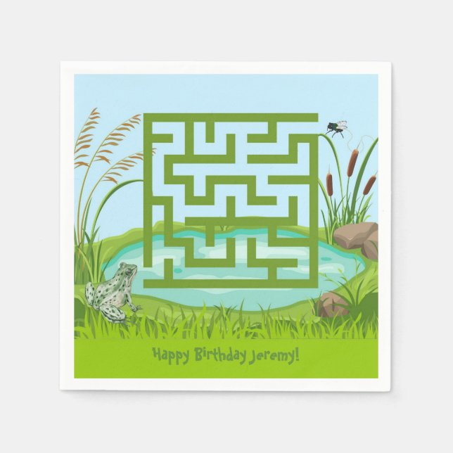 Guardanapo De Papel Sapo e Mose Maze Birthday Paper Napkins (Frente)