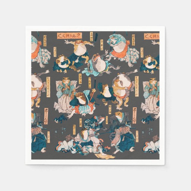 Guardanapo De Papel Sapo japonês ukiyo-e Froggies (Frente)