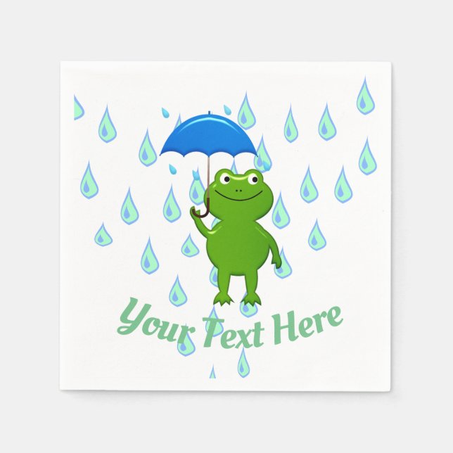 Guardanapo De Papel Sapo Kawaii e Chuva (Frente)