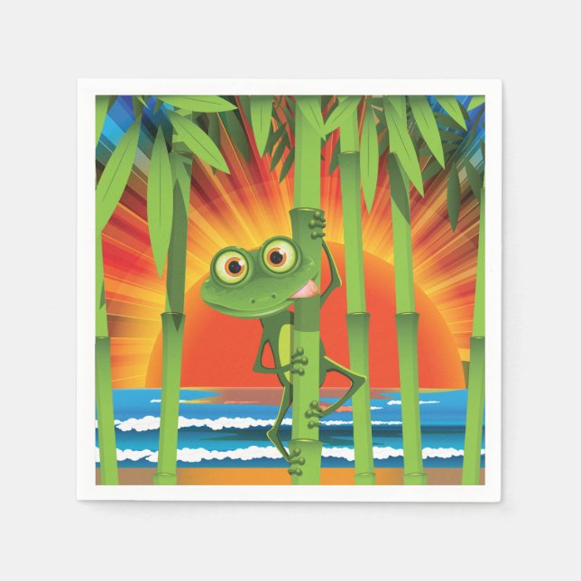 Guardanapo De Papel Sapo Sobre O Papel De Bambu Napkins (Frente)