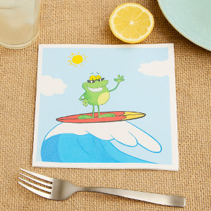 Guardanapo De Papel Sapo Surfando Numa Onda De Napkins