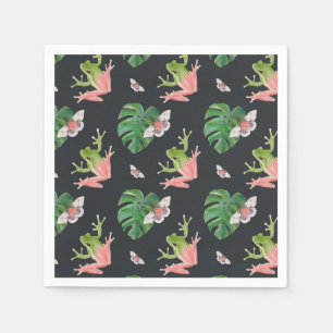 Guardanapo De Papel Sapo tropical e padrão de borboleta