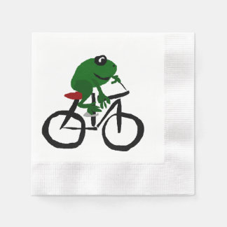 Guardanapo De Papel Sapo Verde Engraçado Andando Bicicleta