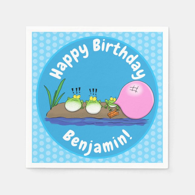 Guardanapo De Papel Sapos engraçados bonitos ilustração de desenho ani (Frente)