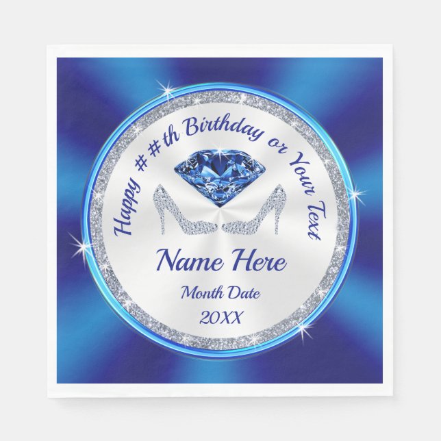 Guardanapo De Papel Sapphire, Diamond Heels, Aniversário Napkins para  (Frente)